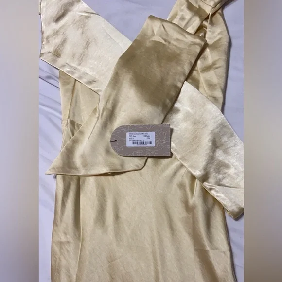 Midi Satin Butter Yellow Dress - Meshki - Picture 7 of 8